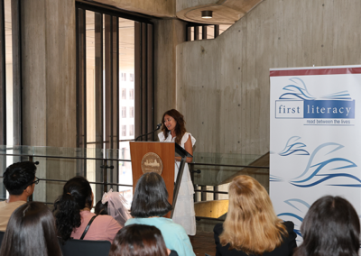 scholarship-ceremony-Trinh- speaker-first-literacy-blog